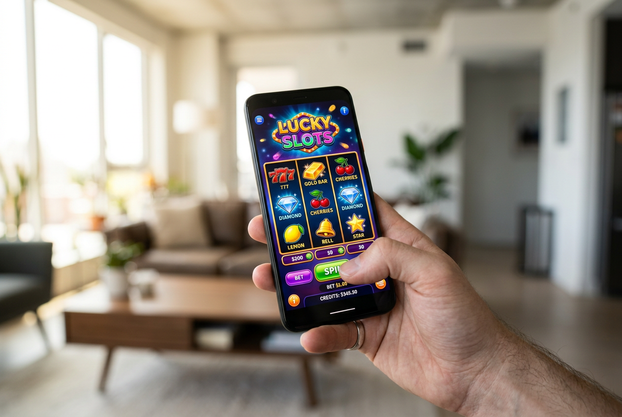 Modern mobile casino app interface on a smartphone screen